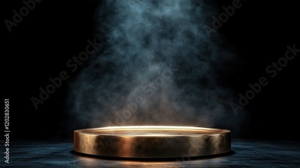 Obraz A glowing circular platform surrounded by mist, creating an ethereal atmosphere.