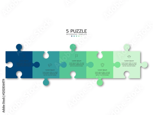 Obraz Infographic template. Concept 5 pieces of puzzle with icons.