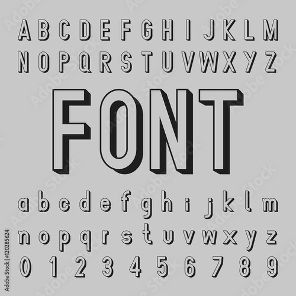 Obraz Create Alphabet Vector Font Design black font on a gray background