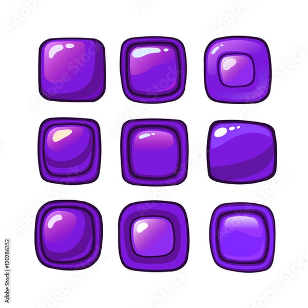 Obraz Bright cartoon violet vector buttons for web or game design