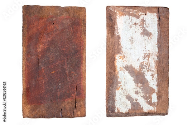 Obraz Oblong decorative old wooden signboard made of natural wood. sign board background. plank wood isolated for design art work or add text message.