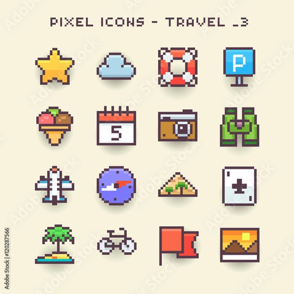 Fototapeta Ikony pikseli - podróż 3