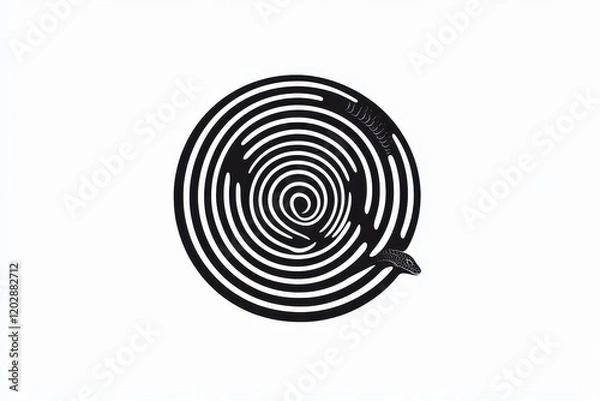 Obraz Sleek Black Spiral Pattern Icon on White Background