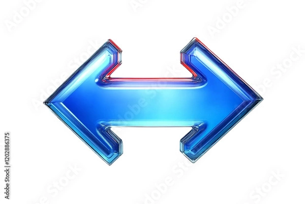 Obraz 透明感のあるガラス風の質感の立体的な青い両矢印