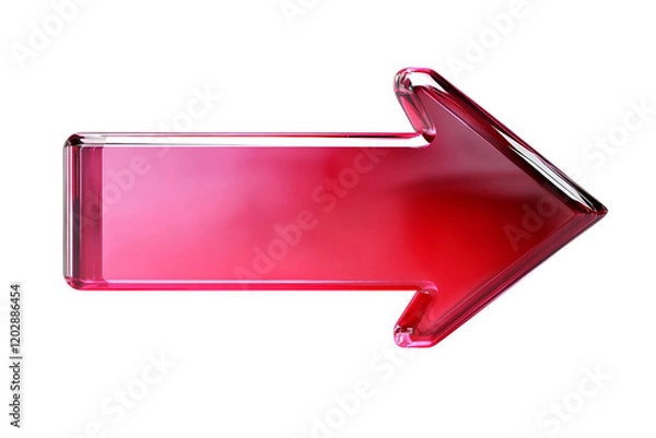 Obraz 透明感のあるガラス風の質感の立体的なピンクと赤の右向きの矢印