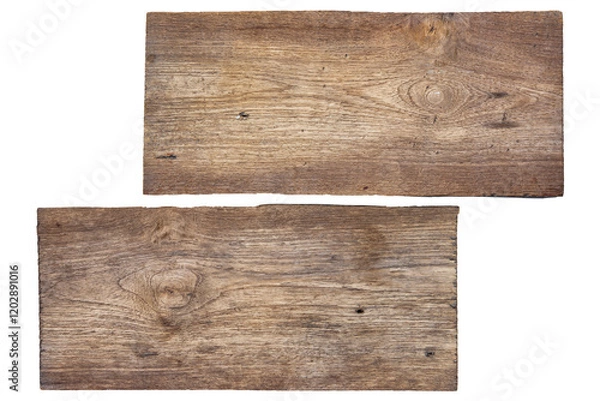 Fototapeta Oblong decorative old wooden signboard made of natural wood. sign board background. plank wood isolated for design art work or add text message.