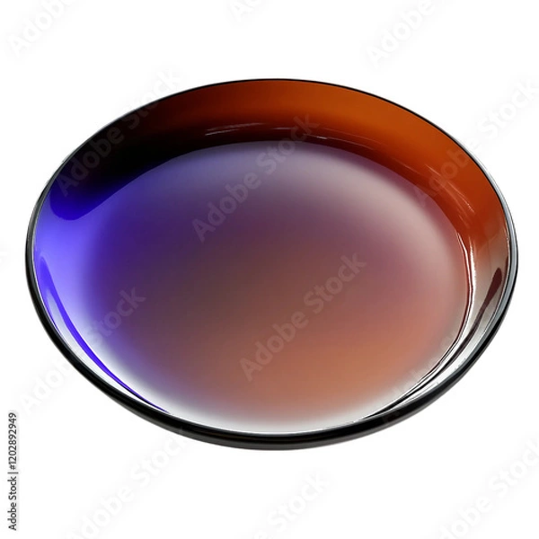 Obraz 透明感のあるガラス風の質感の茶色と紫のグラデーションの丸い皿