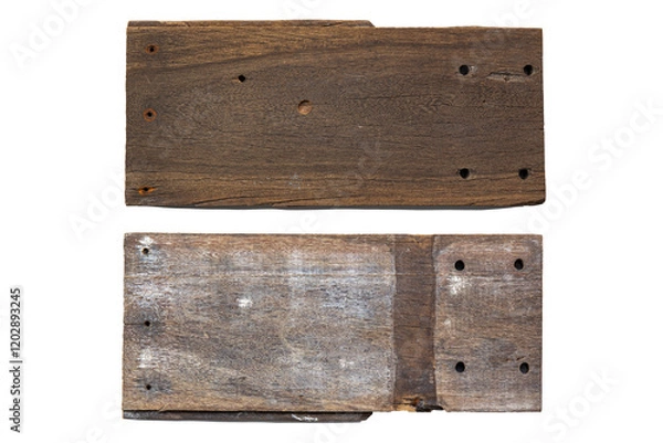 Obraz Oblong decorative old wooden signboard made of natural wood. sign board background. plank wood isolated for design art work or add text message.