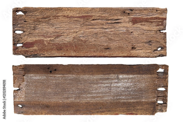 Obraz Oblong decorative old wooden signboard made of natural wood. sign board background. plank wood isolated for design art work or add text message.