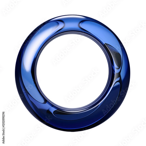 Fototapeta 透明感のあるガラス風の質感の青い立体的なリング