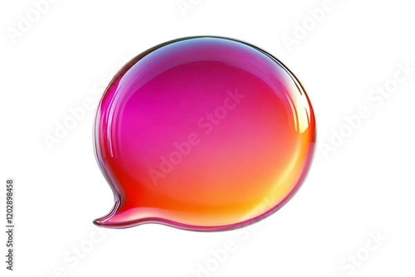 Obraz 透明感のあるガラス風の質感の立体的なオレンジとピンクのグラデーションの吹き出し