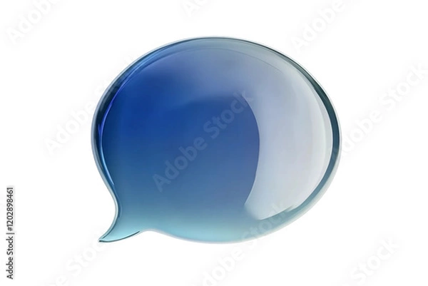 Obraz 透明感のあるガラス風の質感の立体的な青と水色のグラデーションの吹き出し