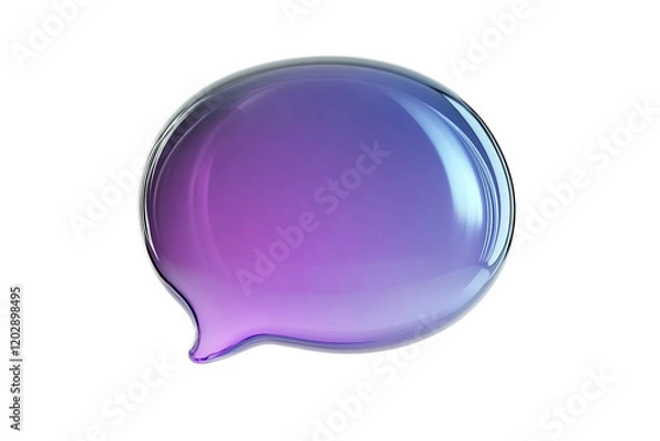 Obraz 透明感のあるガラス風の質感の立体的な青と紫のグラデーションの吹き出し