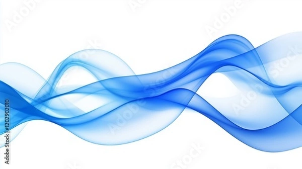 Obraz A dynamic blue abstract wave background featuring flowing curves and soft gradients, set against a clean white backdrop, creating a fresh and modern aesthetic suitable for digital designs.