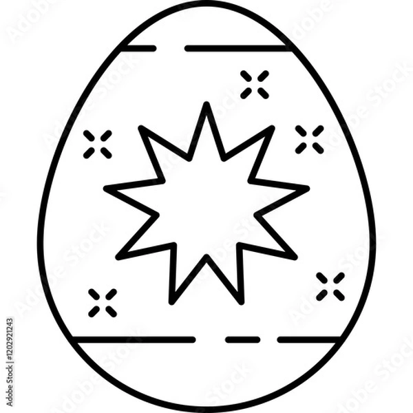 Fototapeta Easter egg Outline style illustration 