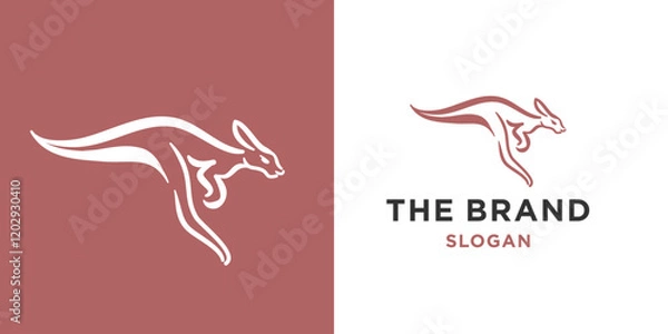 Fototapeta  kangaroo simple line icon logo vector design, modern abstract logo pictogram design of wallaby