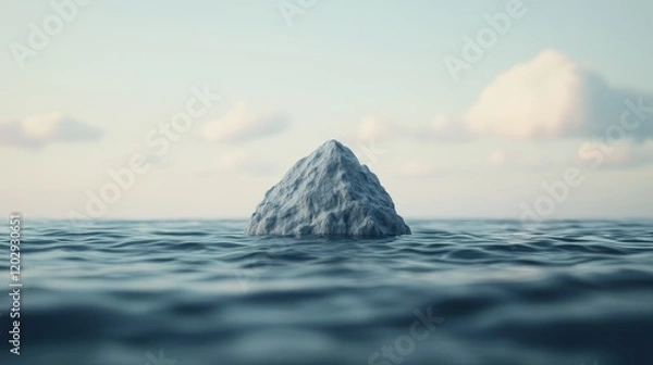 Obraz A solitary iceberg rises above calm ocean waters under a clear sky, evoking a sense of tranquility and the beauty of nature.
