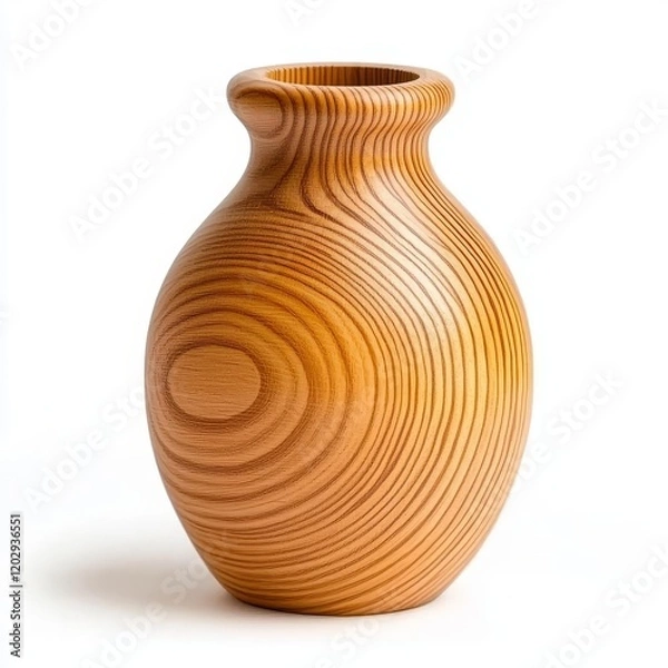 Fototapeta A beautifully crafted wooden vase showcasing natural textures and smooth curves, perfect for home decor and artistic displays.