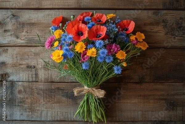 Fototapeta Radiant Beauty: A Spectacular Display of Multicolored Wildflowers in Full Bloom, A Symphony of Nature's Diversity and Charm
