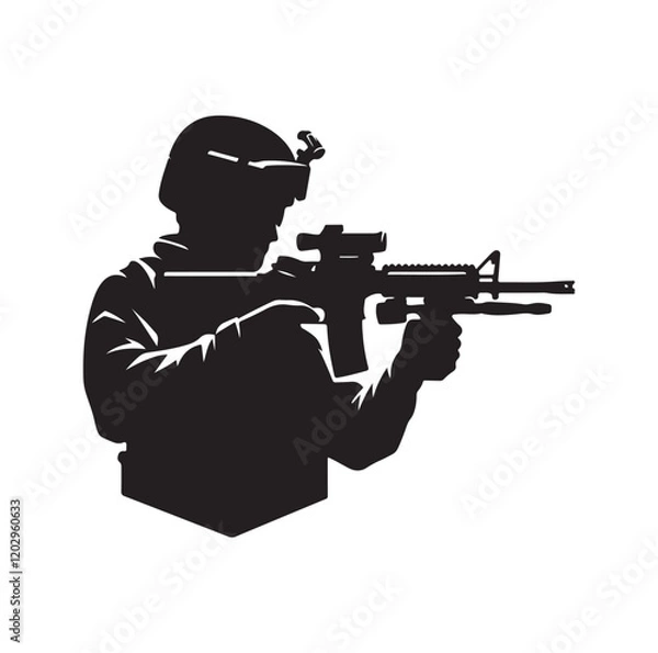 Obraz Soldier silhouette vector illustration