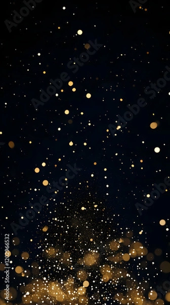 Fototapeta Golden Particles Shimmer Beautifully on Dark Background Abstract Design