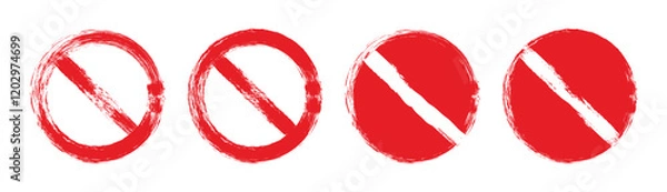 Fototapeta Grunge prohibition sign. Red crossed circle. Red prohibition sign set.