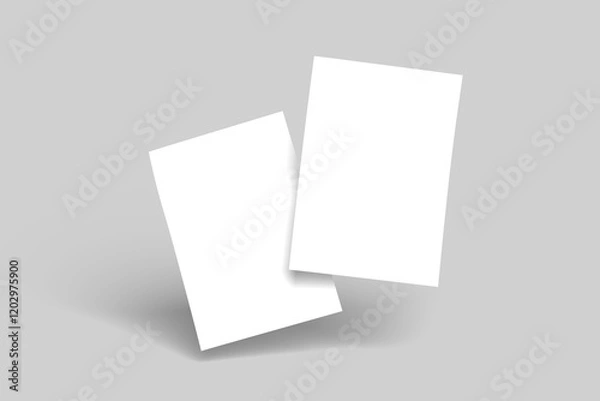 Obraz White blank sheets of a4 paper size or documents mockup on a gray background