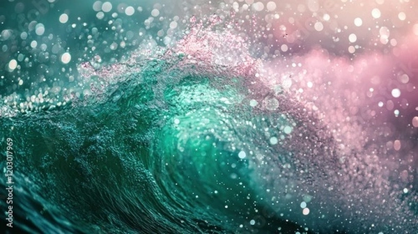 Fototapeta Ocean Wave Splashing with Sparkling Water