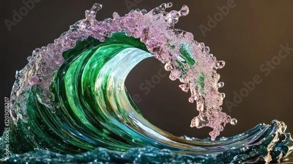 Obraz Sparkling Green Glass Wave Sculpture Art
