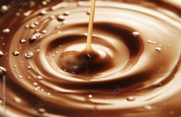 Fototapeta Stream of chocolate pouring into swirl	