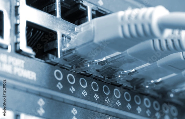 Obraz network cables connected to switches