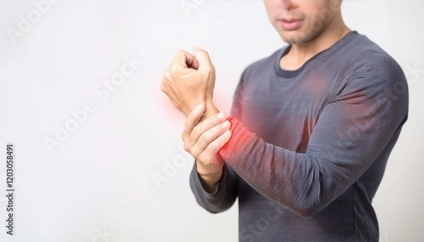 Fototapeta Soft-toned image showing increasing wrist joint swelling