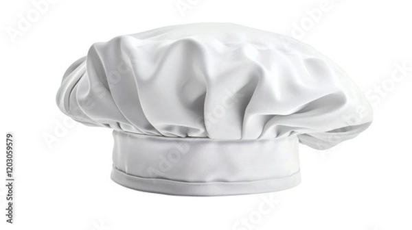 Fototapeta Chef's white hat with classic design, isolated on white background