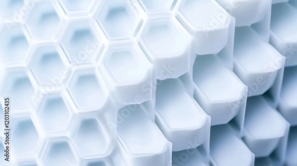 Fototapeta Abstract White Hexagon Pattern Soft Light. AI Generated