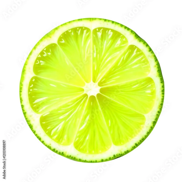 Fototapeta slices of lime falling isolated on transparent background 