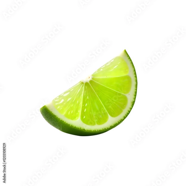 Fototapeta slices of lime falling isolated on transparent background 