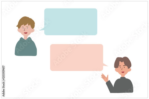 Obraz 外国人と会話する若者のイラスト