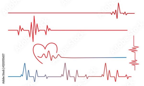 Fototapeta Heart rate monitor line vector isolated on white background. Heart rate pulse rhythm line illustration with editable stroke. Stock-Vector. 2