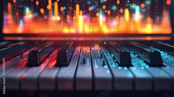 Fototapeta Luminous Keys: A Symphony of Light and Sound