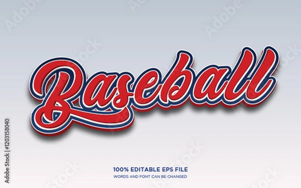 Fototapeta Bold, stylized 'Baseball' text style effect in vibrant red and blue with a 3D effect.  Classic sports 