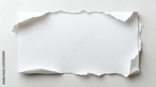 Fototapeta Torn paper edges framing a blank white center, perfect for creative backgrounds and design projects.