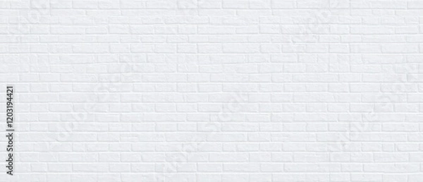 Obraz Clean white brick wall with uniform pattern horizontal staggered layout pristine and well maintained ideal for minimalist design backgrounds and textures. Made with generative AI