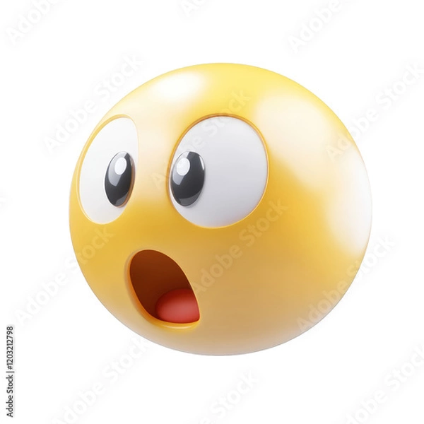 Fototapeta Isolated Surprised Yellow Emoji Face