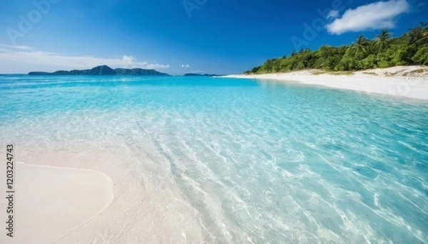 Obraz Serene Tropical Beach with Crystal-Clear Water