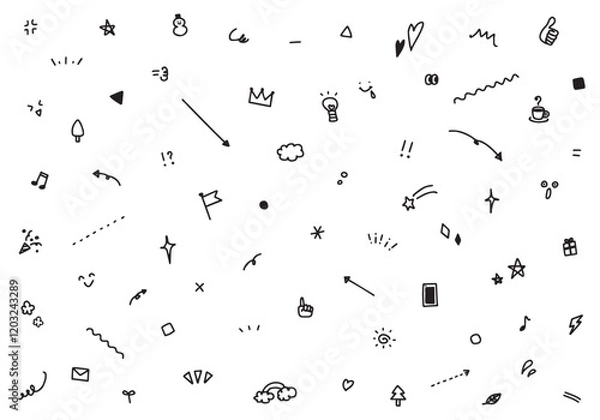 Obraz 手書き風の装飾アイコンセット