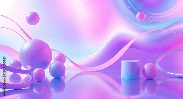 Fototapeta  A Futuristic Abstract 3D Background with Vibrant Gradients and Dynamic Shapes