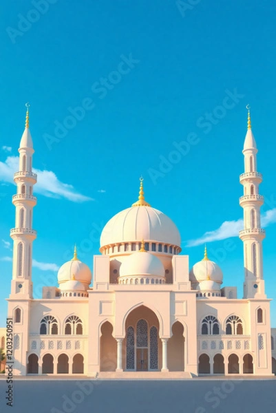 Fototapeta AI generative. 3d render of mosque illustration for element  and background of islamic celebration greetings. 101