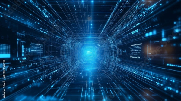 Obraz Futuristic Cyberspace Data Flow