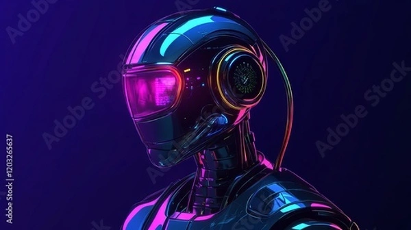 Fototapeta Artificial intelligence response robot, innovative technology, and AI assistant support vector illustration.