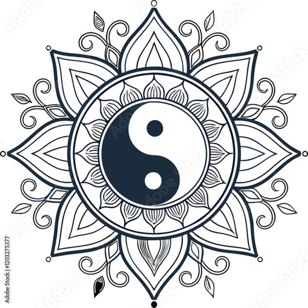 Fototapeta  yin-yang-mandala An intricate mandala with symmetrical patterns, perfect for art, décor, and meditation projects
